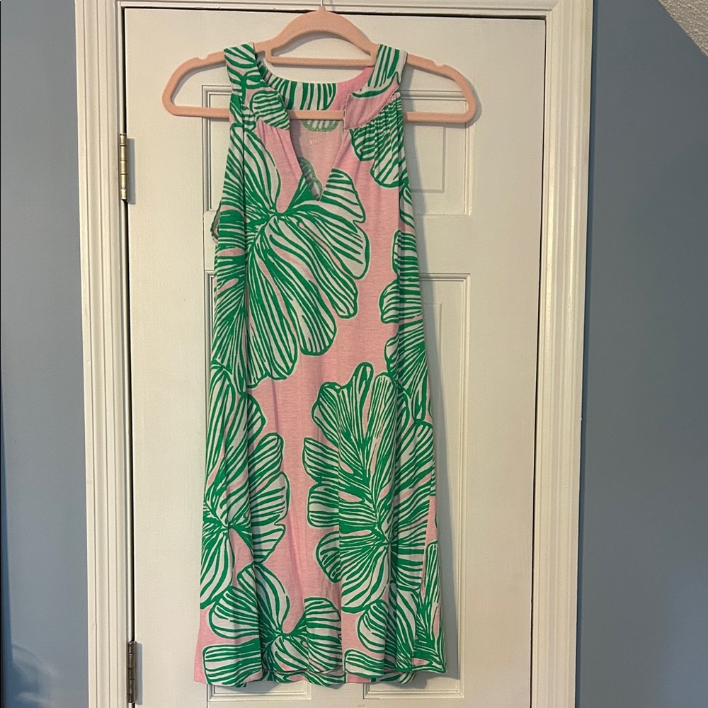 Lilly Pulitzer Pink and Green Tropical Print Dress